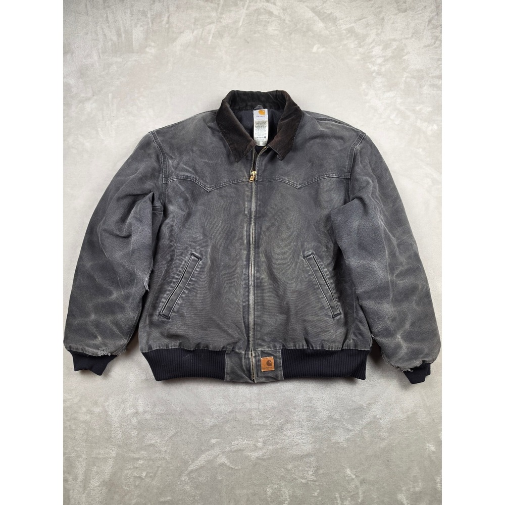 Carhartt J14 Santa Fe Jacket Mens 3XL Black Distressed Canvas Thrashed Honeycomb